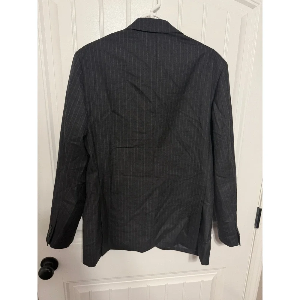 J.Crew Suit Jacket Mens 40R Crosby Pinstripe Merino Wool Charcoal Grey EUC